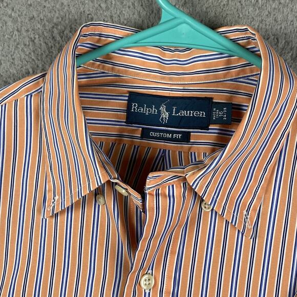VTG Ralph Lauren Custom Fit Button Down Shirt Men's 16 34/35 Medium Striped - Picture 4 of 12
